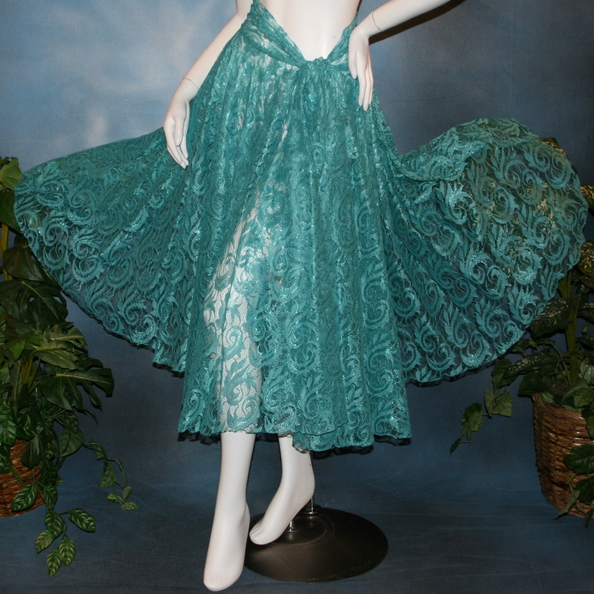 Aqua Lace Ballroom Skirt | Size 1/2-7/8