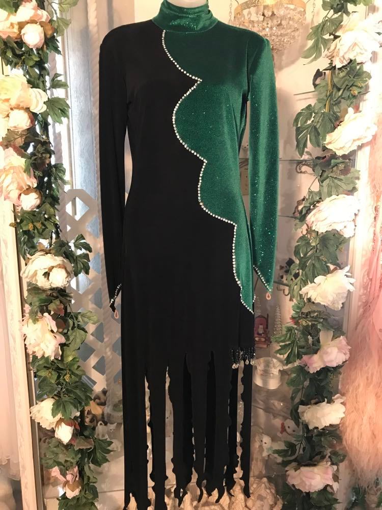 Revamping of Black & Emerald Green Latin-Rhythm Dress