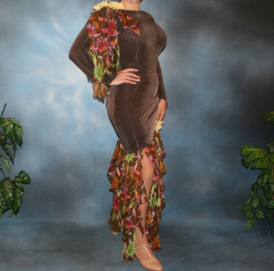 Brown Ballroom Dress-Fall Flowers 2