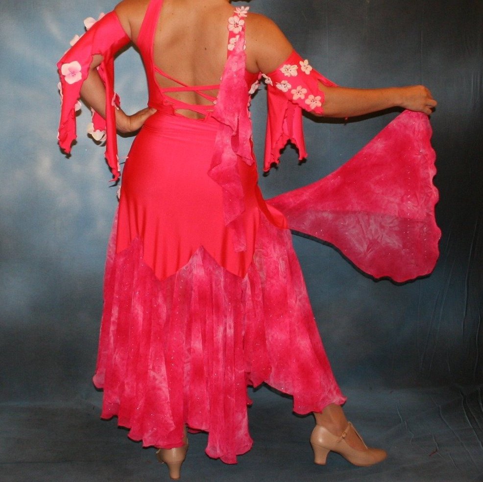 Deep Pink Ballroom Dress with Silk Flower Accents-Paradise