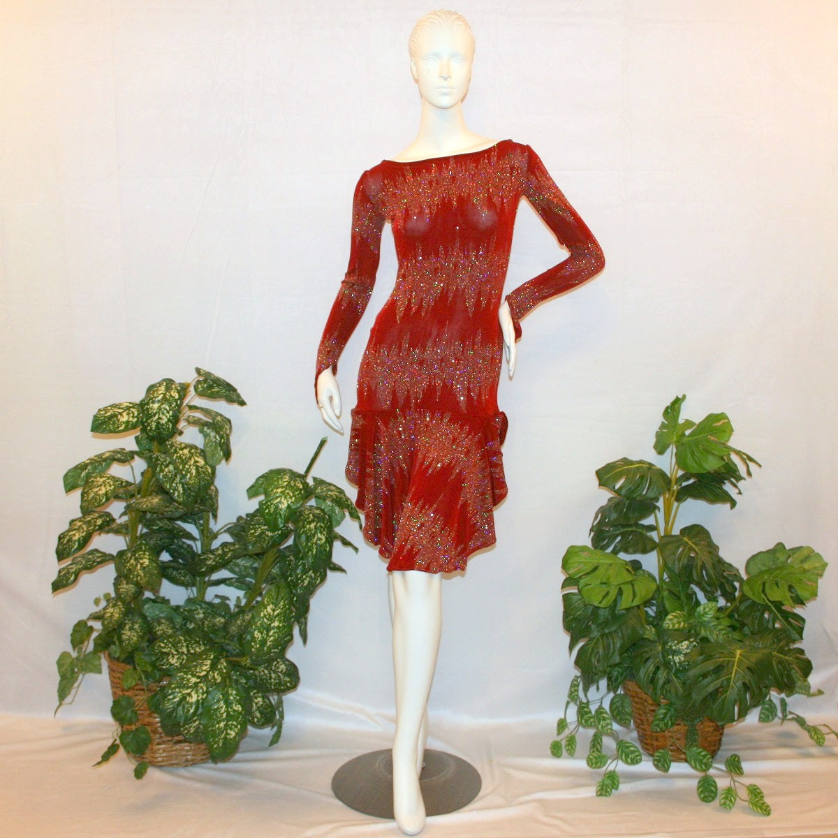 Red Social Latin-Rhythm-Tango Dress  Size 3/4-9/10 – Crystal's Creations