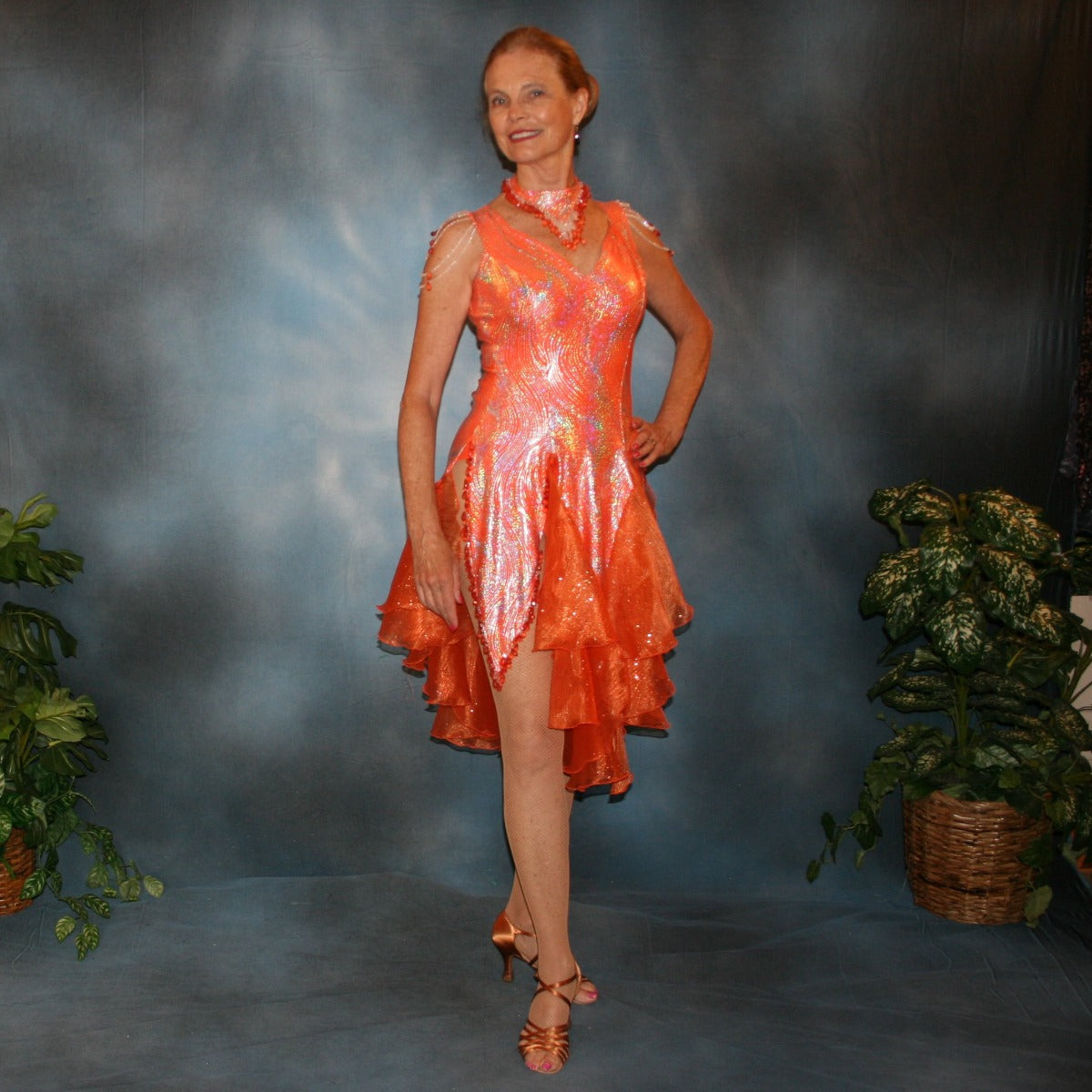 Metallic orange dress best sale